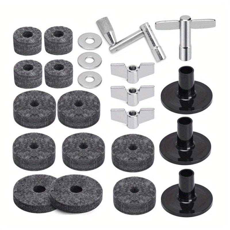 23pcs Cymbal Felts Hi Hat Clutch Felt Cymbal Stand Sleeves Base Wing Nuts Drum