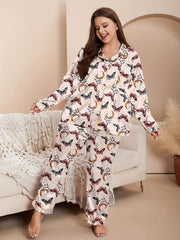 Heart & Letter Print Pajama Set Long Sleeve Top & Pants Pyjama