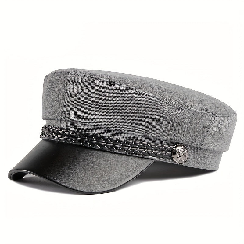 Parent-child Leather Texture Hat Autumn Winter Navy