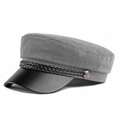 Parent-child Leather Texture Hat Autumn Winter Navy