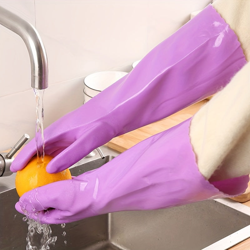 Long Velvet Warm Gloves Waterproof Laundry Gloves