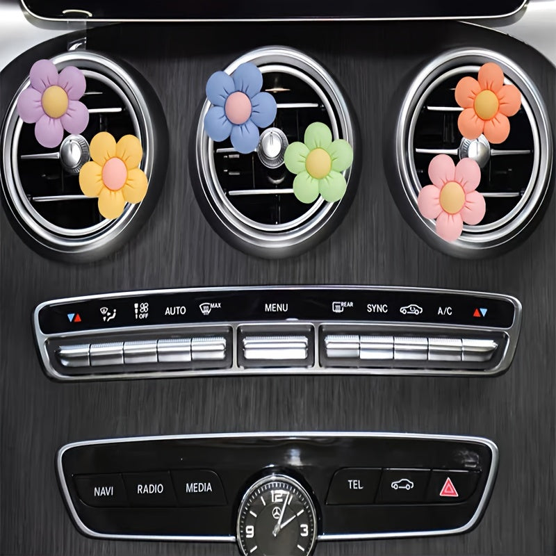 3pcs Small Flowers Scented Decoration Clip For Car Air Outlet
