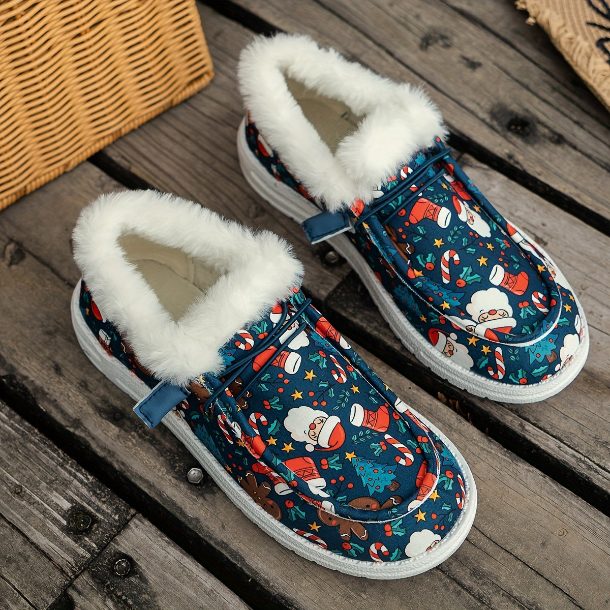 Women's Christmas Style Snow Boots with Santa Gingerbread Patterns