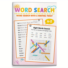Interactive Word Puzzle Book for Kids Ages 6-12 Animals Food Family