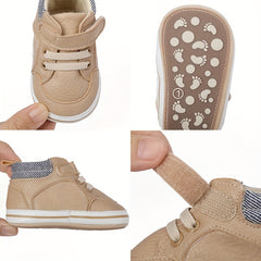 Baby Boy's Solid Walking Shoes With Hook And Loop Fastener