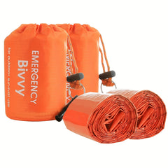 2pcs Waterproof Emergency Sleeping Blanket With Whistle 91x213cm