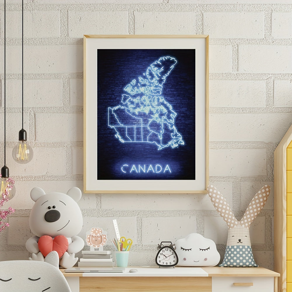 Neon Map Poster For Children Home Decor A4 11 x 8 30x21cm