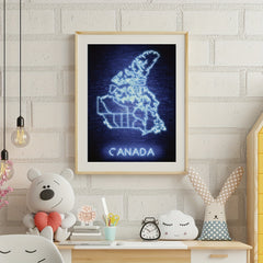 Neon Map Poster For Children Home Decor A4 11 x 8 30x21cm