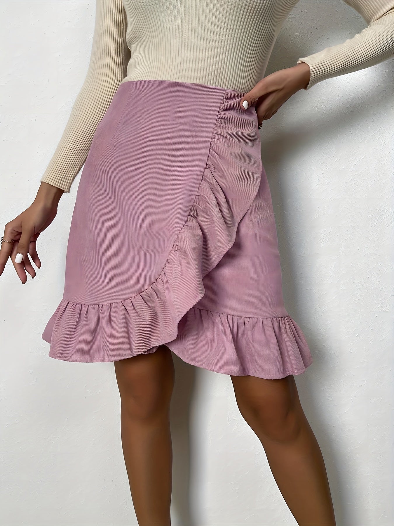 Ruffle Trim Mini Skirt Bag Hip Casual