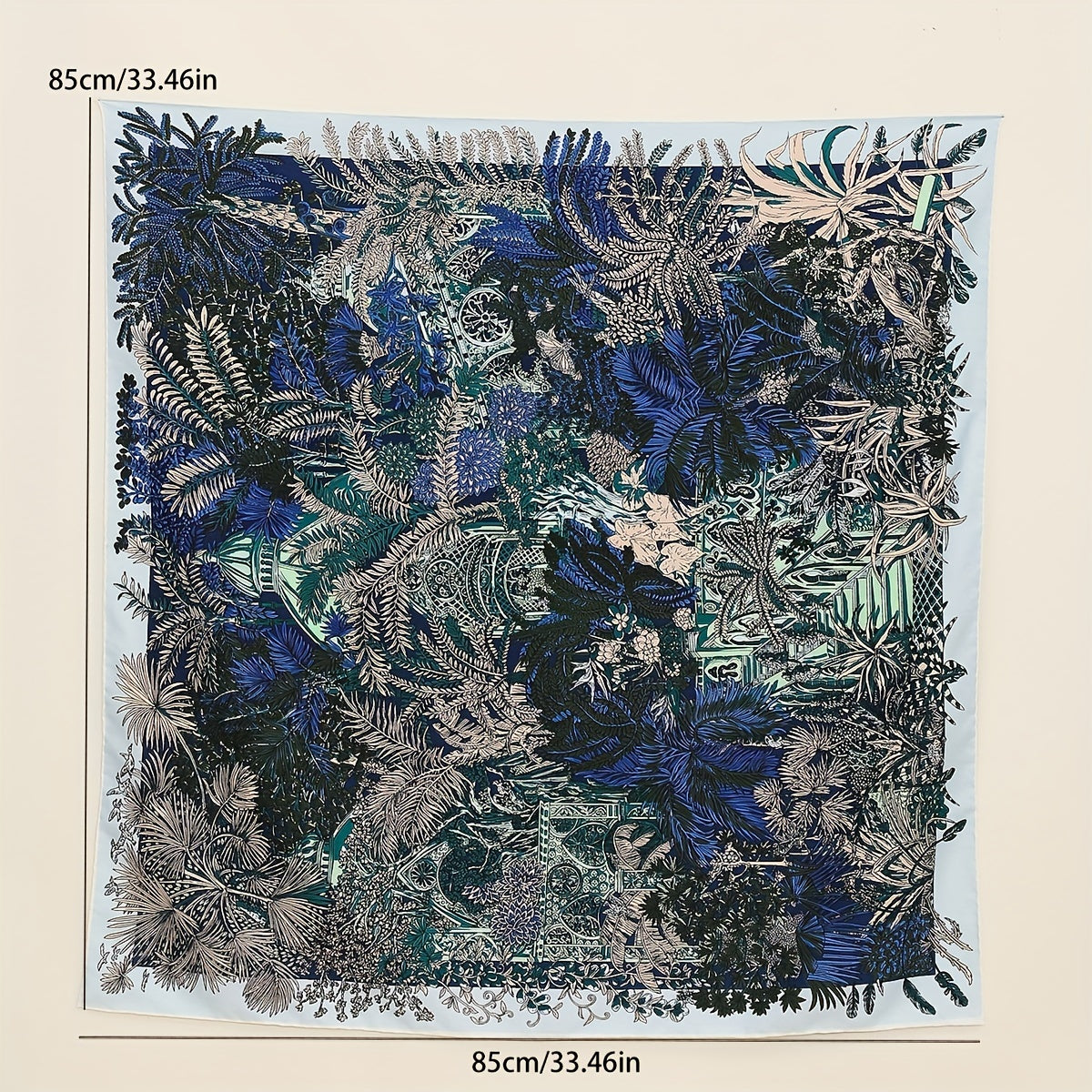 Boho Leaf Print Bandana Vintage Shawl Satin Square Scarf Head Wrap For Women