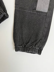 Boys Tapered Jeans Block Elastic Waist Denim Pants Kids Bottoms