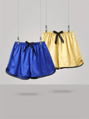 2 Sets Bow Satin Sleep Shorts Women's Sleepwear