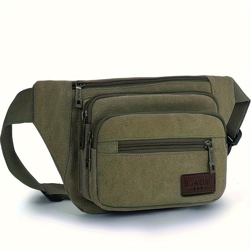 Men's Canvas Waist Bag Outdoor Mobile Chest Running Sports Waist Bag