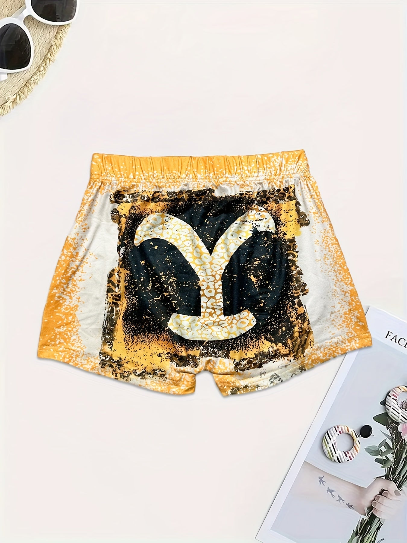 Graphic Print Skinny Shorts Casual Shorts For Spring & Summer
