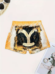 Graphic Print Skinny Shorts Casual Shorts For Spring & Summer