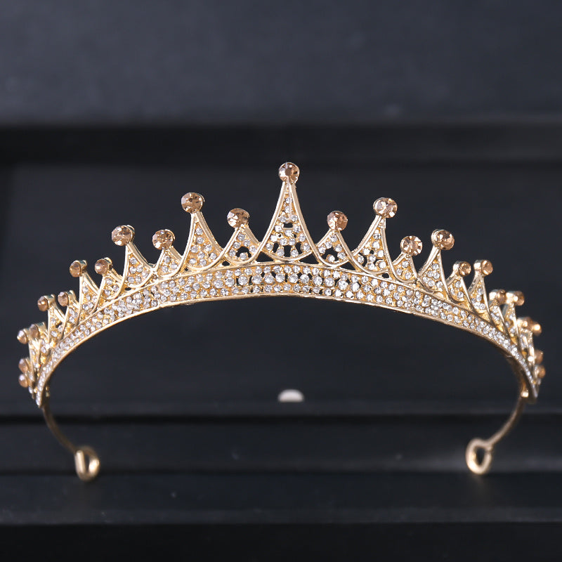 Golden Stunning Crystal Wedding Tiara Vintage Bridal Crown Stone Wedding Crown