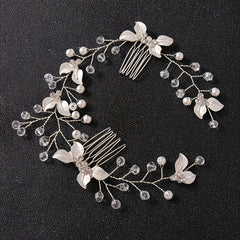 Bridal Golden Leaf Hair Vine Silver Hair Comb Rose Golden Leaf Hair Comb