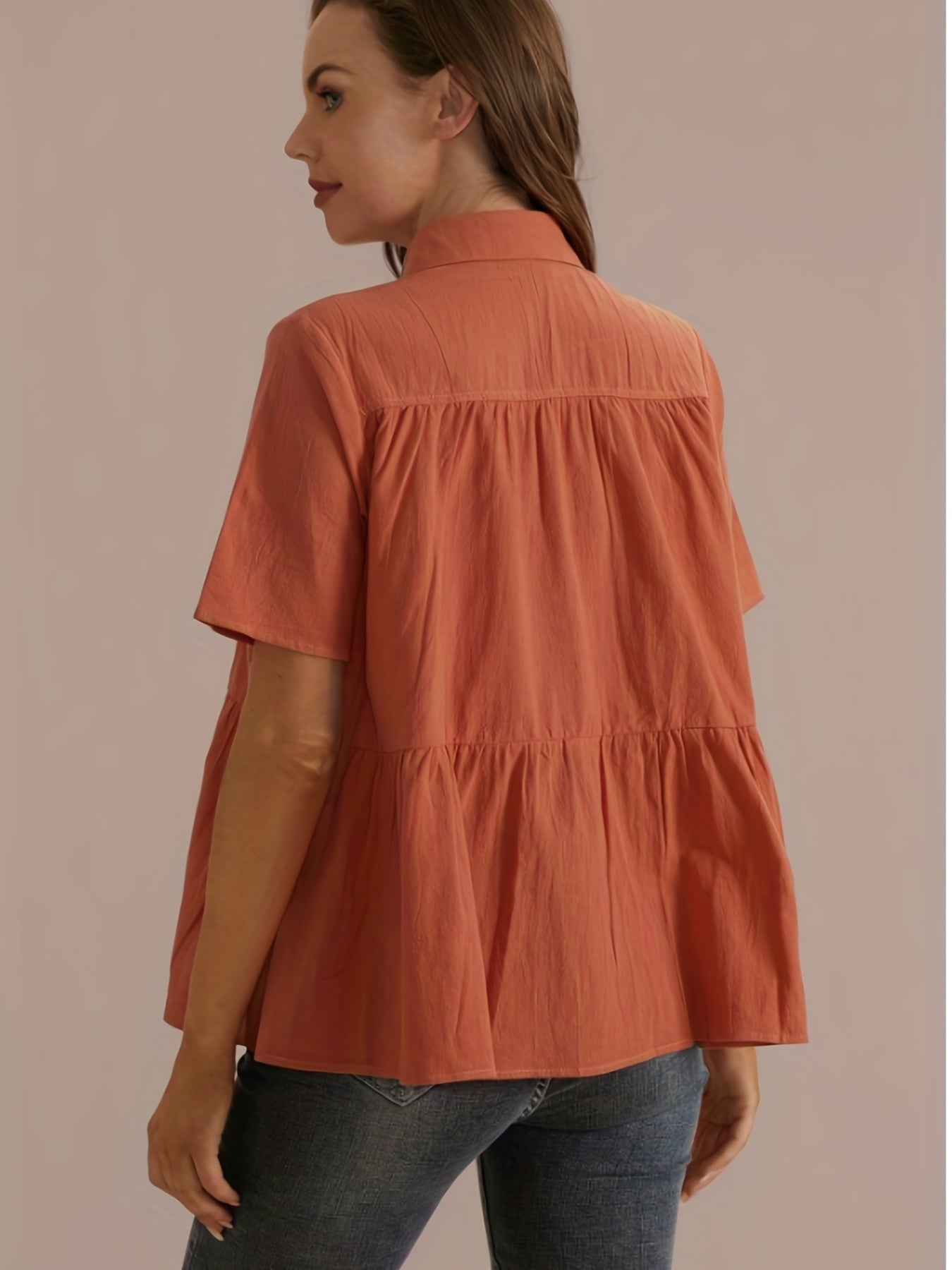 Short Sleeve Button-Up Blouse