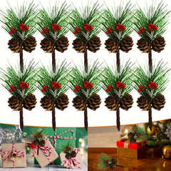 10pcs Artificial Pine for Christmas Floral Arrangements, Wreaths & Decor