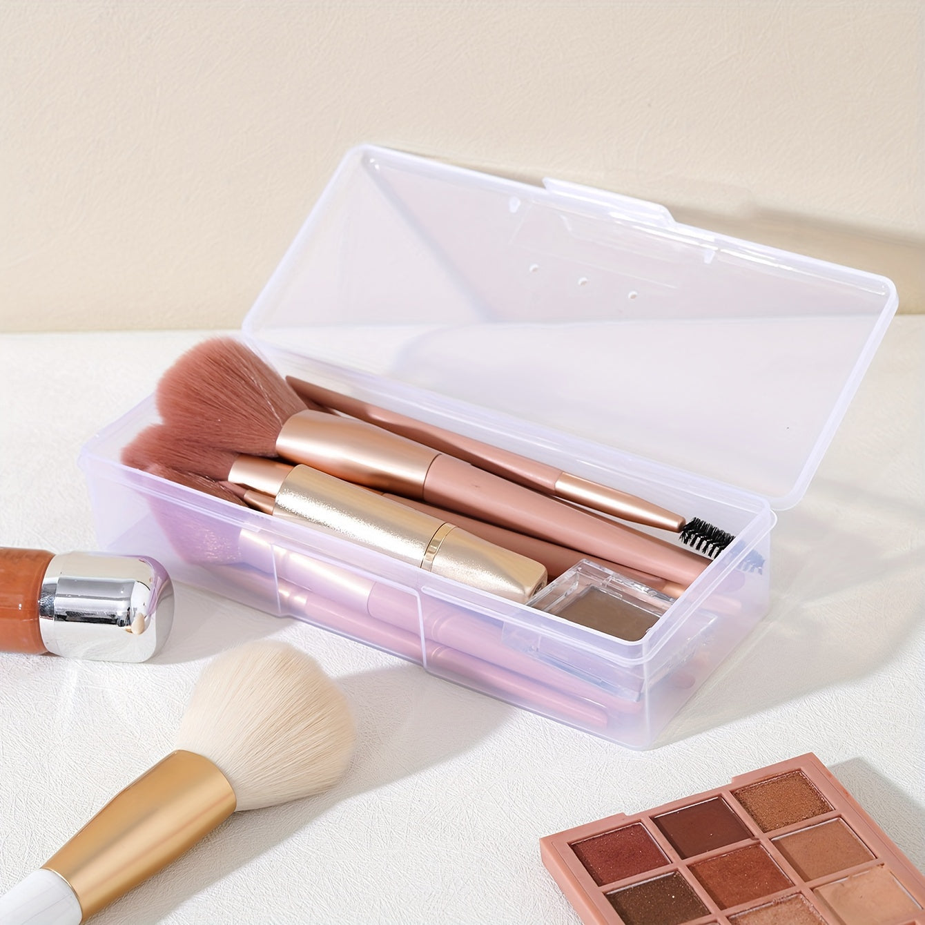 Portable Makeup Brush Storage Box Large Capacity for Travel Dustproof