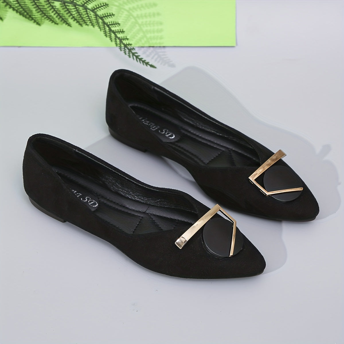 Women's Pointed Toe Flat Shoes Geometric Slip On Ballet Flats