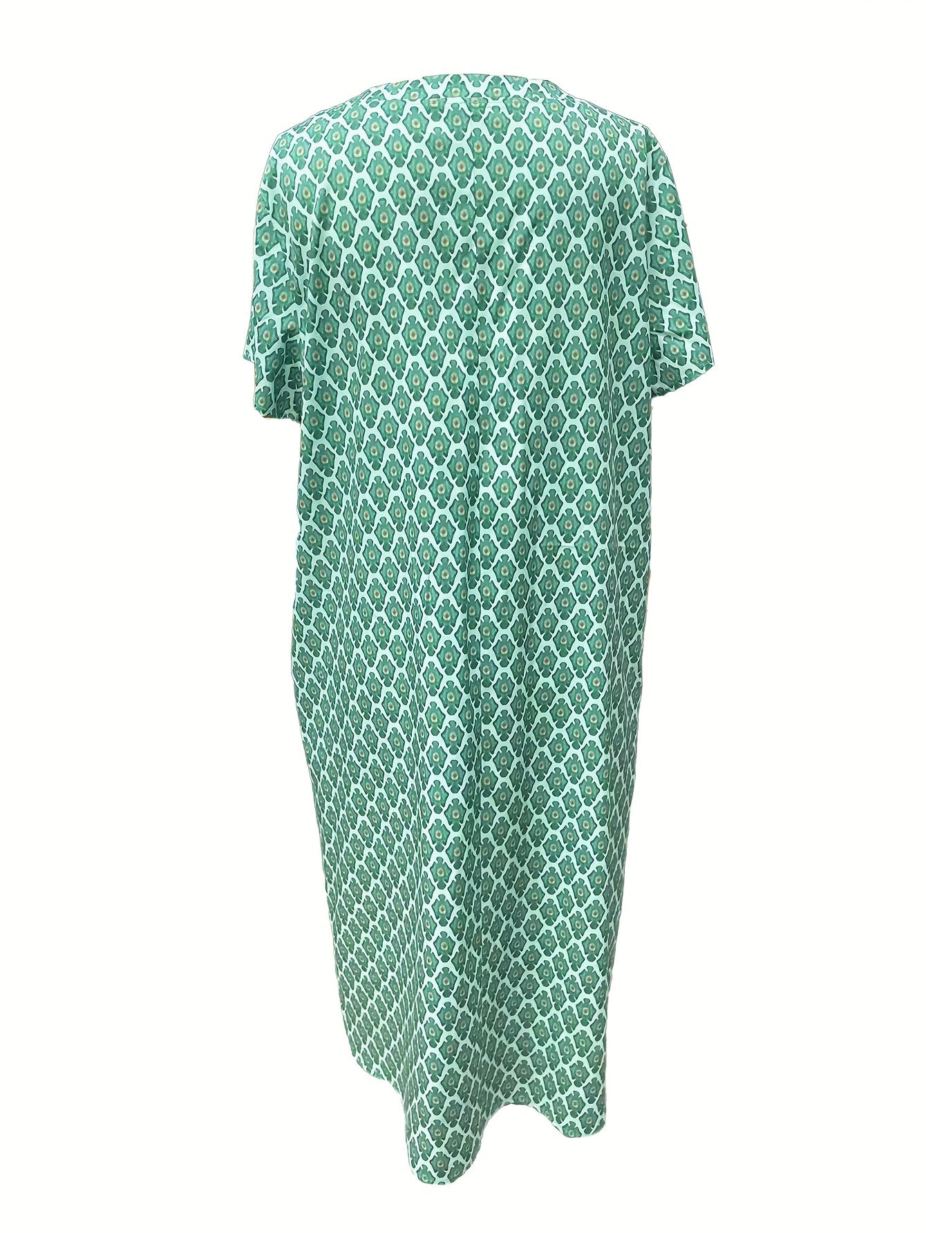 Women's Geo Print Short Sleeve Notched Neck Dress