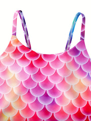 Mermaid Costume Swimsuit Bikini for Girls Gradient Fish Scale Print