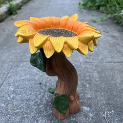 Sunflower Bird Feeder Resin Bird Food Holder Cartoon Plant Ornament