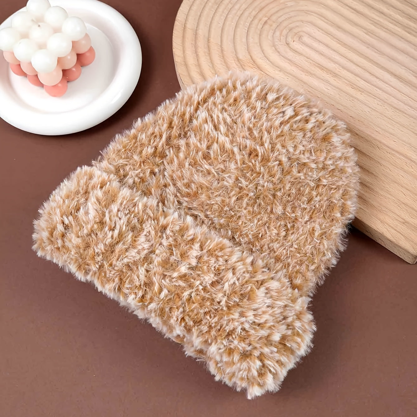 Furry Warm Hat for Women - Windproof Plush Knit Beanie