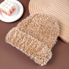 Furry Warm Hat for Women - Windproof Plush Knit Beanie