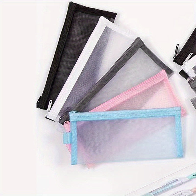 5Pcs Nylon Mesh Cosmetic Bags Zipper Makeup Pouch Travel Cases