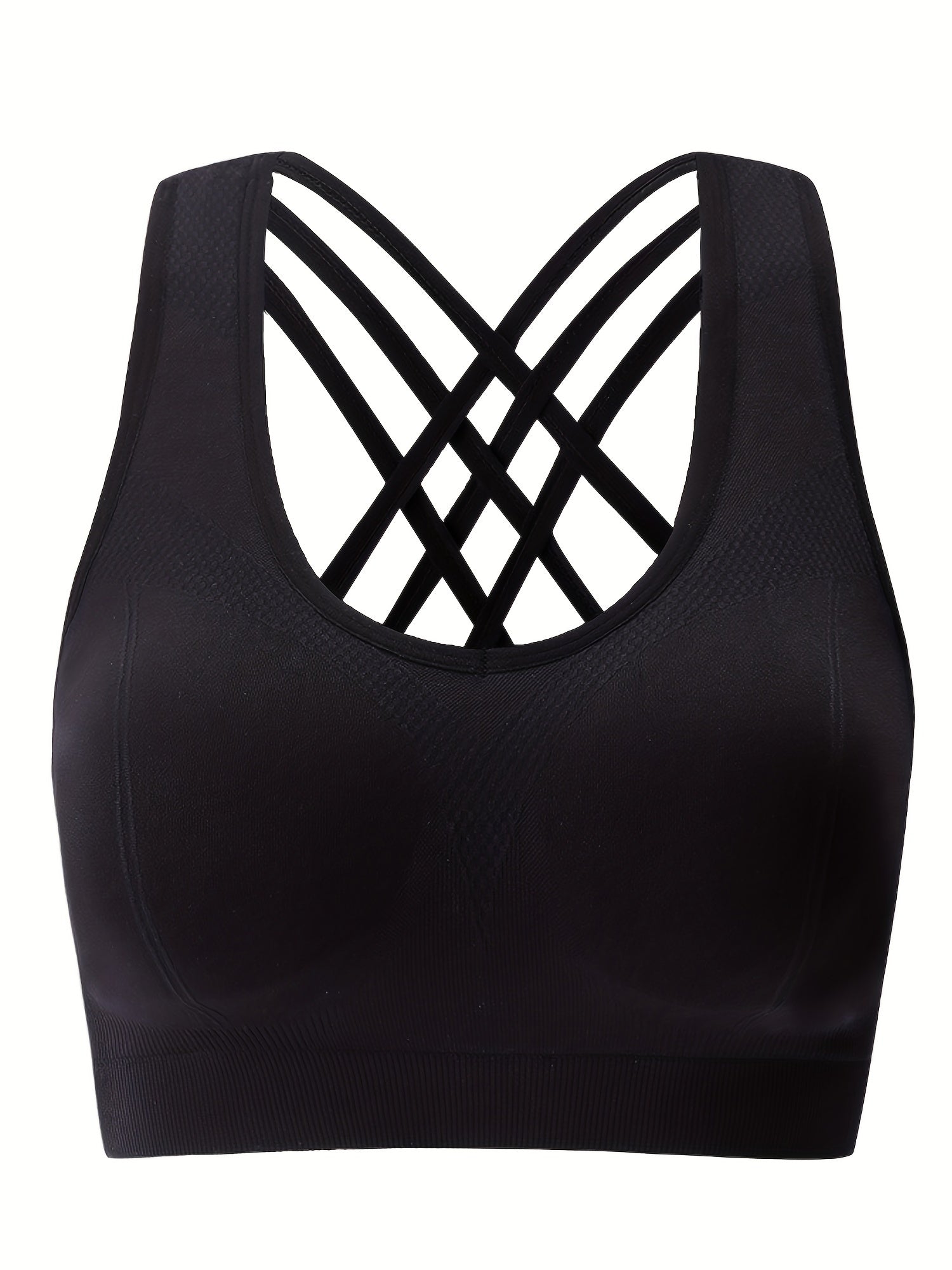 Sports Bra Women's Plus Solid Seamless Padded Cross Back Fitness Bra