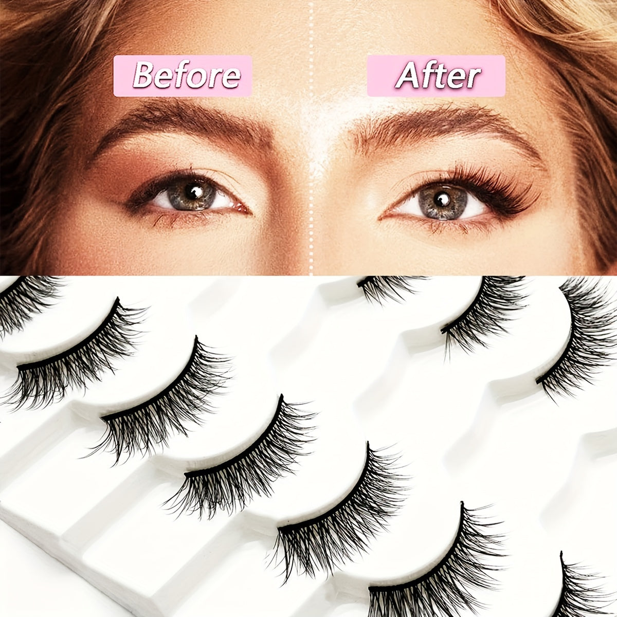 7 Pairs Cat Eye Faux Mink Lashes Cluster Fluffy False Eyelashes