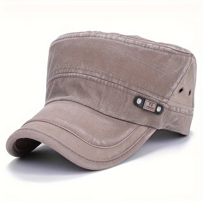 Men's Distressed Vintage Military Flat Top Sun Hat