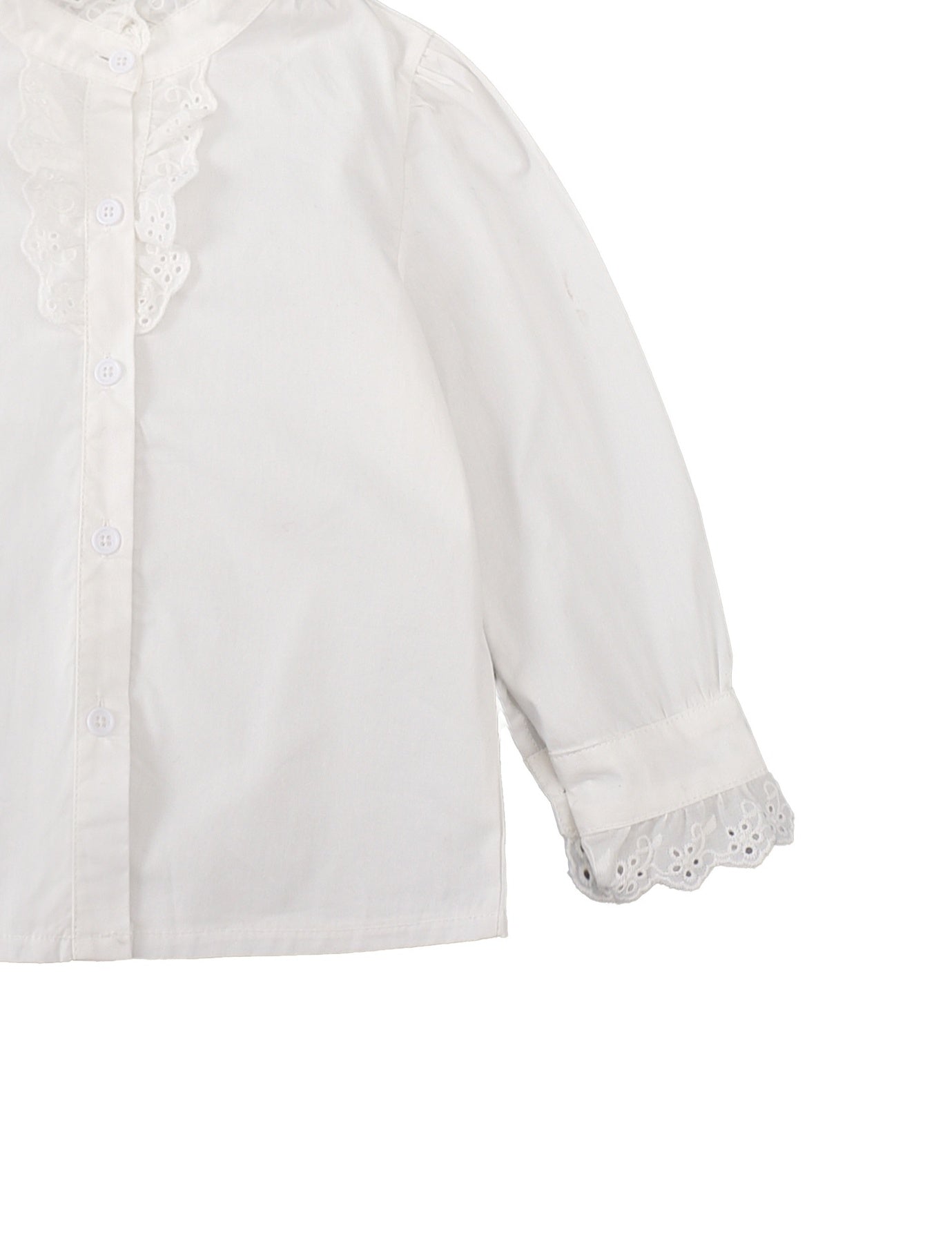 Girls Varsity Shirt Lace Ruffle Collar Long Sleeve Blouse