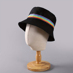 Men's Colored Strip Bucket Hat Small Brim Sunshade Basin Hat
