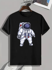 Astronaut Print Men's Graphic T-shirt for Summer