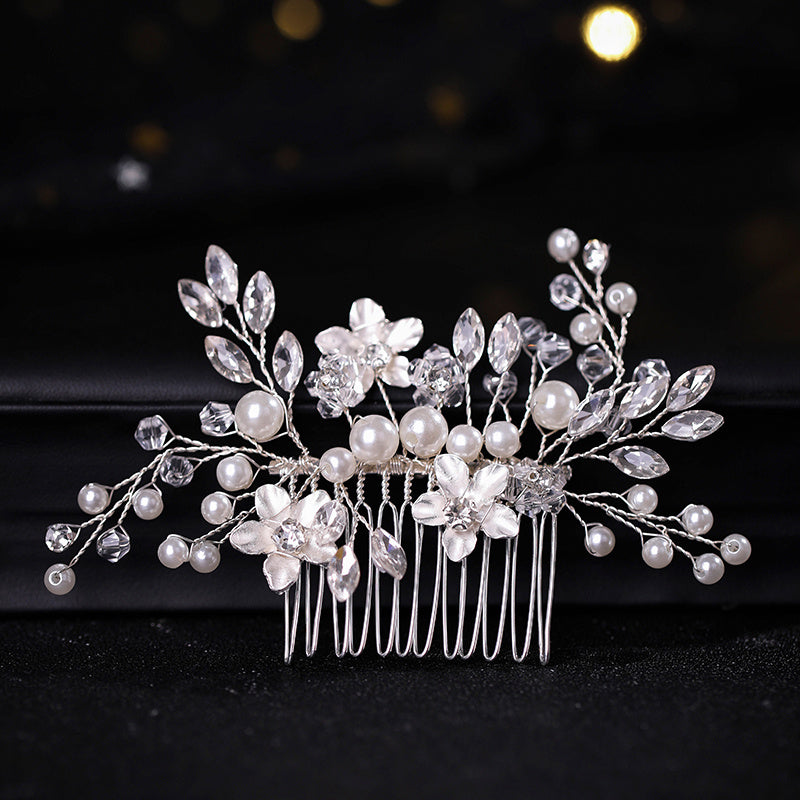 Rhinestone Faux Pearl Flower Hair Comb Pin Bridal Wedding Party Decor