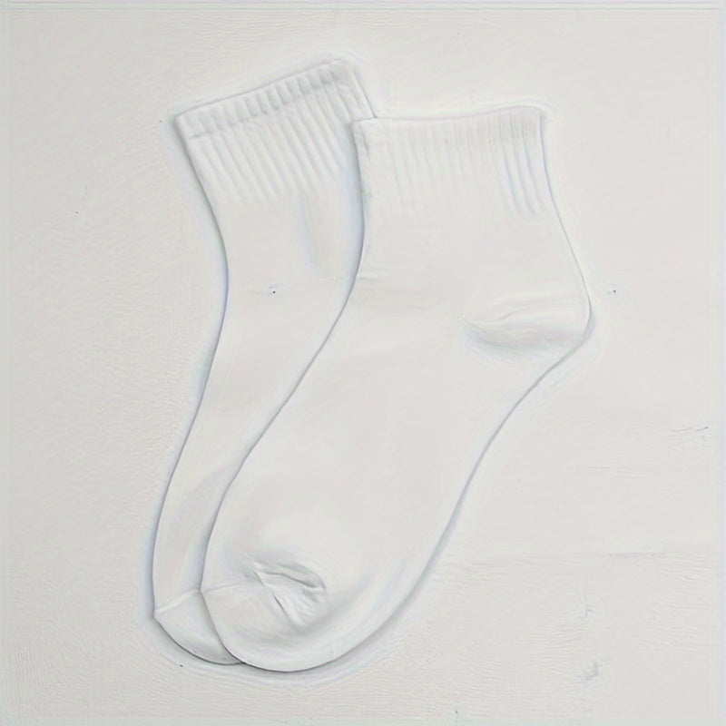 Men's Solid Crew Socks Breathable Comfy Casual Unisex Socks