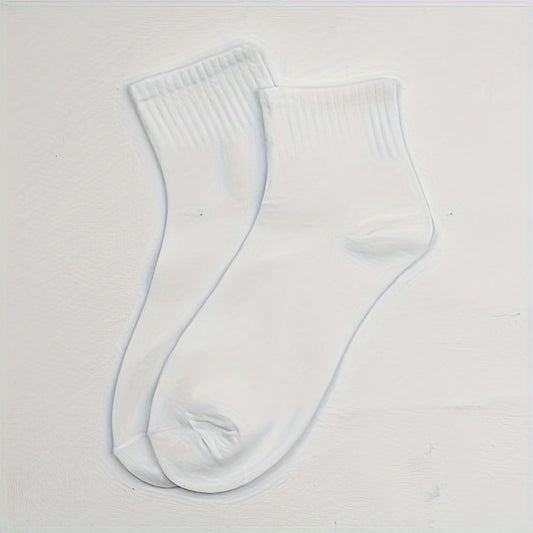 Men's Solid Crew Socks Breathable Comfy Casual Unisex Socks