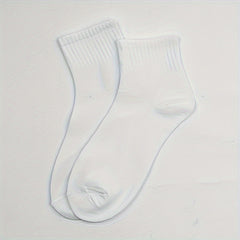 Men's Solid Crew Socks Breathable Comfy Casual Unisex Socks