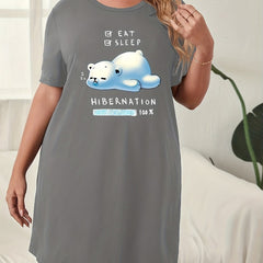 Comfort Sleep Dress Women's Plus Cartoon Bear Print