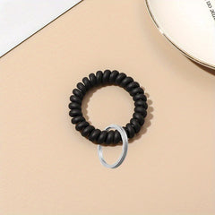 Stretchable Wristband Keychain Spiral Hair Tie Elastic Band Bracelet Key Holder