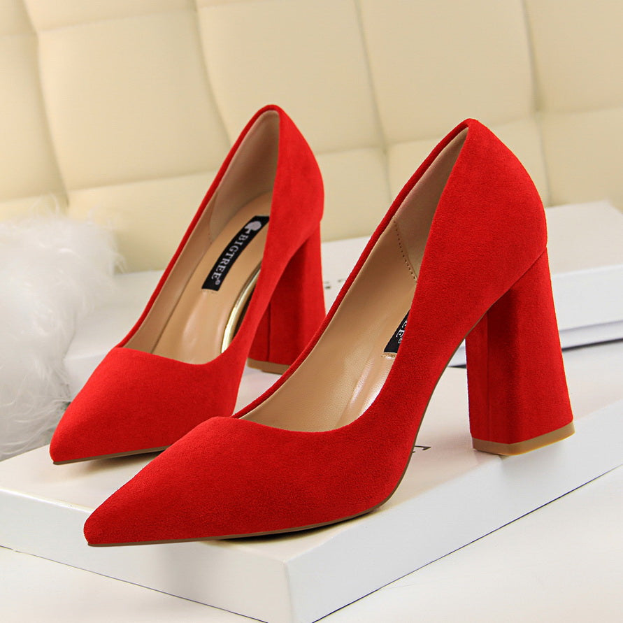 Women's Chunky High Heels Slip On Pumps