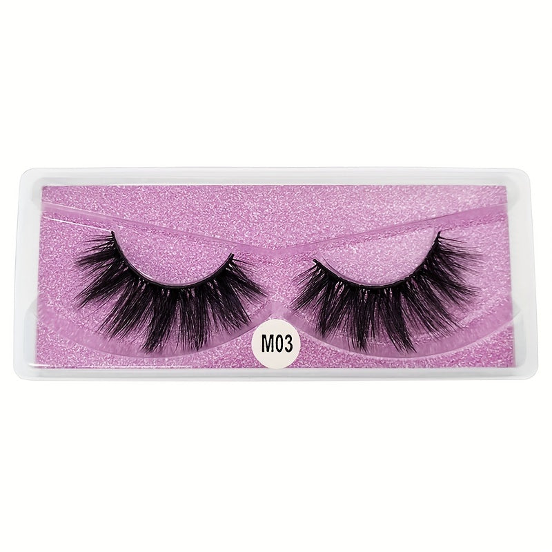20 Pairs 3D False Eyelashes Set with Purple Glitter Long Extension Makeup Lashes