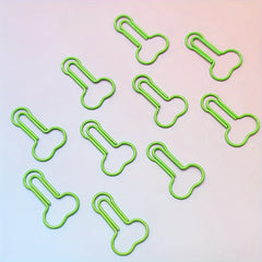 10pcs Green Paper Clips Bookmarks School Office Supplies