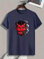 Smoking Devil Pattern Print Men's Sports T-shirt