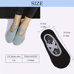 Anti-Slip Yoga Socks with Cross Strap Gripper for Barre Ballet Pilates