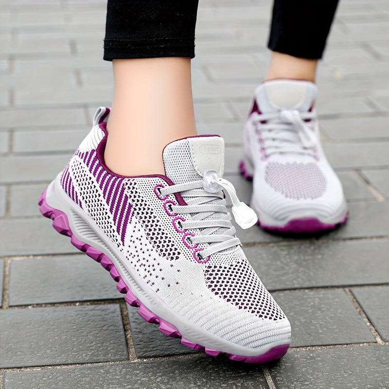 Women's Soft Sole Lace-up Mesh Running Shoes For Outdoor Sports