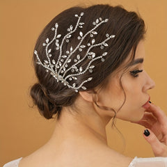Bridal Crystal Faux Pearl Hair Comb Flower Rhinestone Head Piece